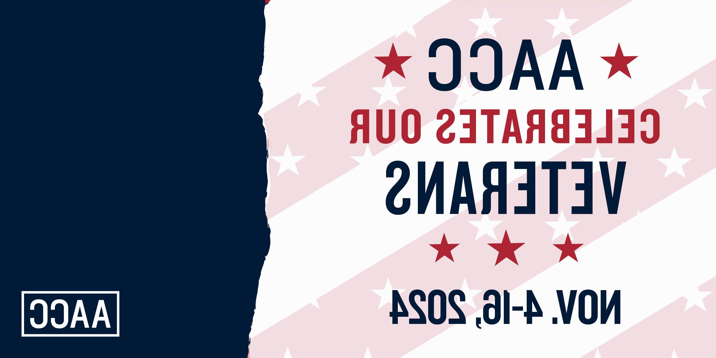 Red, white and blue banner that reads AACC celebrates our veterans. Nov. 4-16,2024